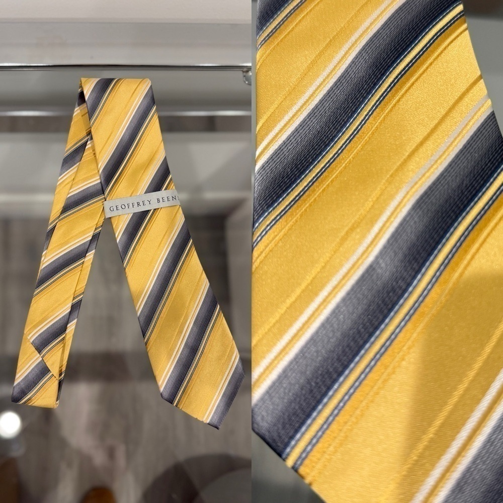 Geoffrey Beene 100% Silk Yellow and Blue Stripe Men’s Tie